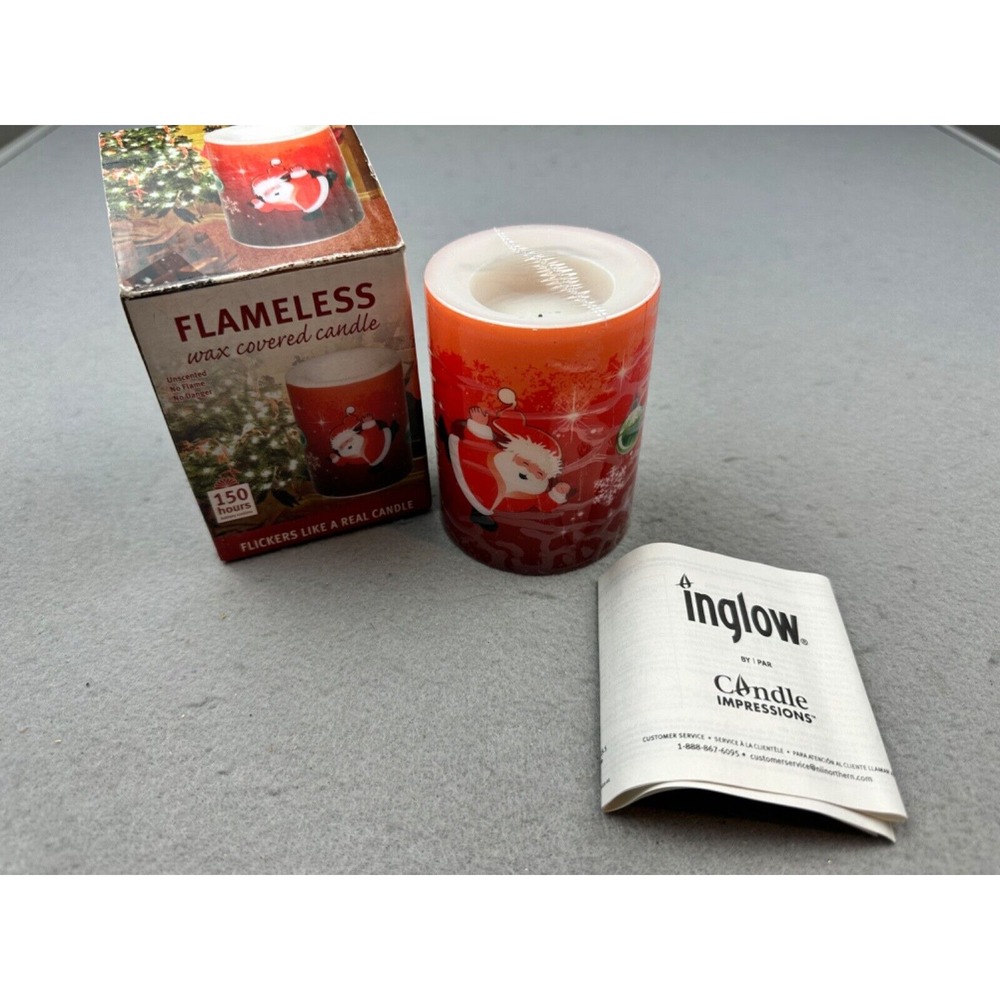 Inglow Santa 4-Inch Battery Operated Flameless Candle‎ in White in Box